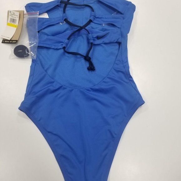 Nike Corset-Back Bandeau One-Piece Swimsuit - Pacific Blue Size Small - Picture 6 of 10